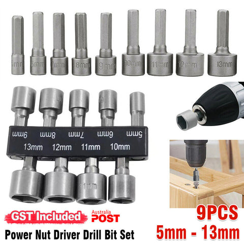 5-13mm Hex Socket Sleeve Magnetic Nut Driver Set Drill Bit Adapter Power Tool AU