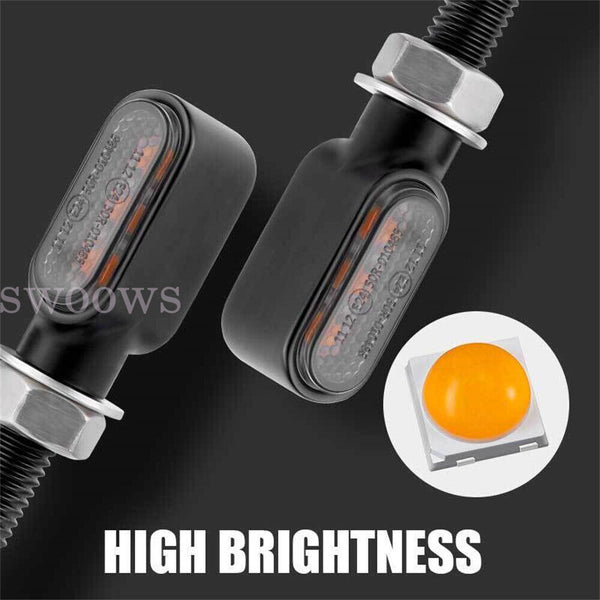 4X Mini Amber Motorcycle LED Indicators Turn Signal Lamp Universal Dirt Bike 12V