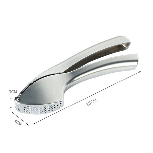 Garlic Press Crusher Stainless Steel Kitchen Mincer Masher Squeezer Tool Silver