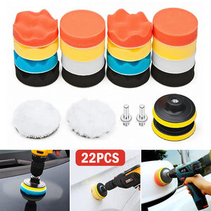 22pcs 3" Polishing Pads Buffing Waxing Pad Polisher Drill Sponge Kit Set For Car