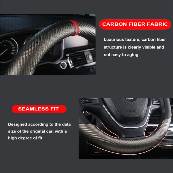 38cm Car Steering Wheel Cover Leather Breathable Anti slip Auto Protection Black