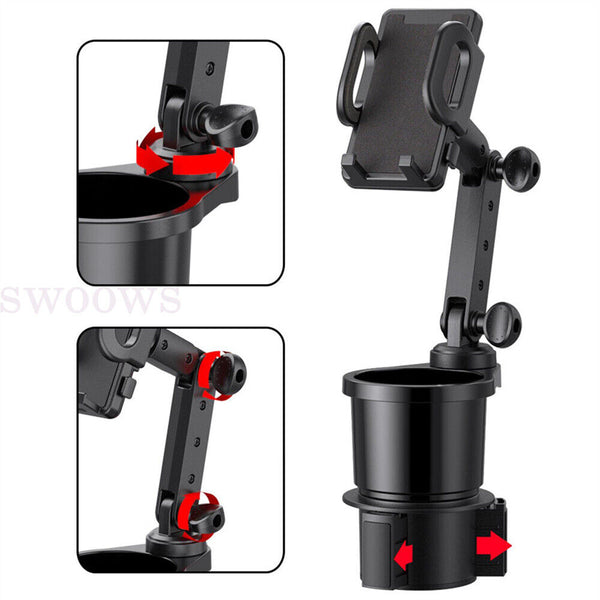 Phone Mount Car Cup Holder 360 Rotating Adjustable Bracket for GPS Mobile Phone