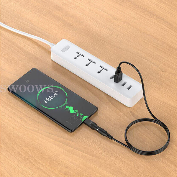 11-20Tips USB to 5.5 mm/2.1 mm 5 Volt DC Barrel Jack Plug Charging 1M Power Cord