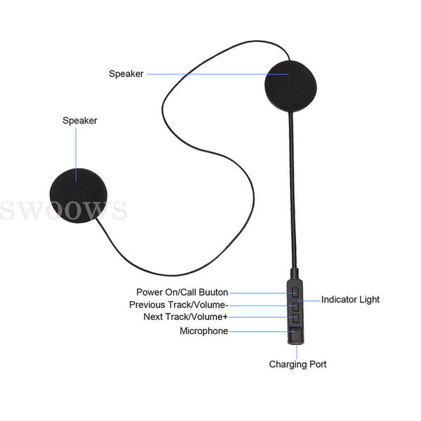 Motorcycle Helmet Headset Wireless Bluetooth 5.1 Headphone Speaker Rechargeable