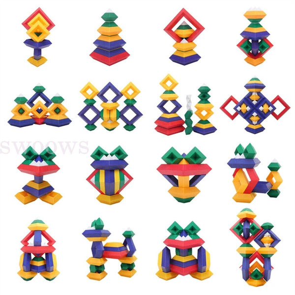 15pcs Pyramid Stacking Nesting Building Blocks Sensory Blocks for Preschool Kids