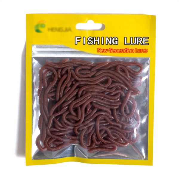 50PCS/Pack 8cm Soft Earthworm Fishing Bait Red Worm Lures Grub Simulation Tackle