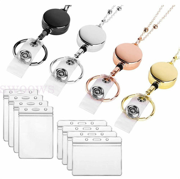 Retractable Badge Reel Lanyard with ID Card Holders Badge Holder Necklace