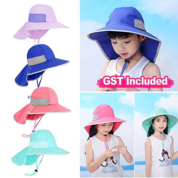 Children Kids Wide Brim Sun Hat Bucket UV Cap Outdoor Travel Summer Beach Hat