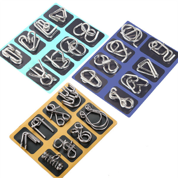 Set of 24PCS Metal Wire Puzzle Toys IQ Test Puzzle Unlock Toys Brain Teasers