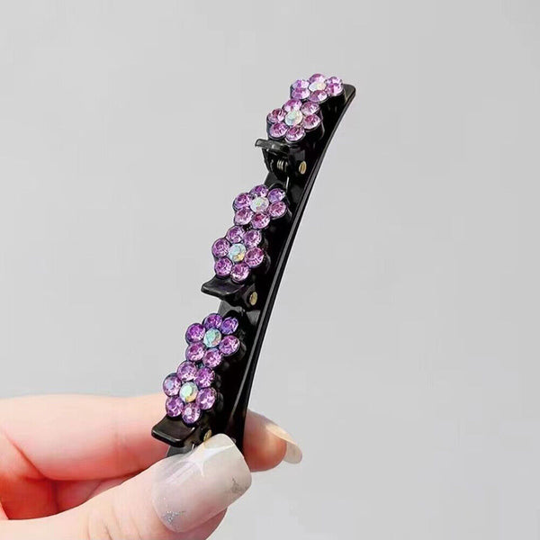 Sparkling Crystal Stone Braided Hair Clips Double Bang Hair Clip Accessories