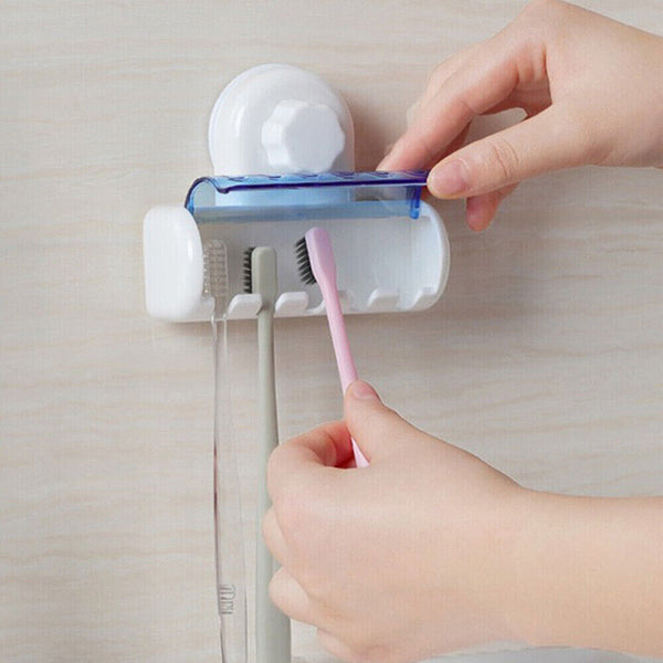 Toothbrush Holder Wall Mount Stand Tooth brush Holder Hooks Suction Cup Bathroom