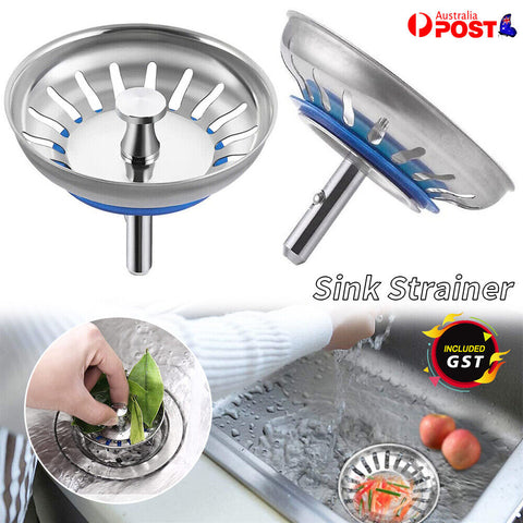 2PCS Stainless Steel Kitchen Sink Strainer Plug Waste Drain Stopper Filter