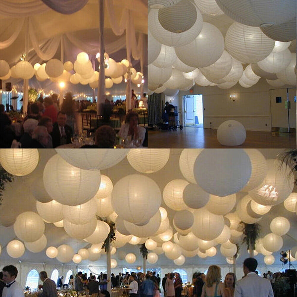 10pcs 10/20/30cm Large White Paper Lantern lanterns Party Wedding Banquet Dec