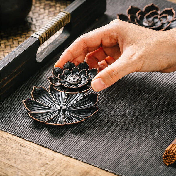 Incense Stick Holder Lotus Round Plate Buddhism Insense Ash Catchers 2/3 Layers