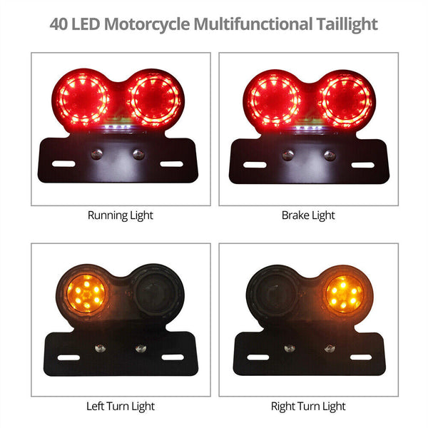 Universal Motorcycle 40 LED Rear Tail Light Motorbike Twin Brake Indicator Lamp