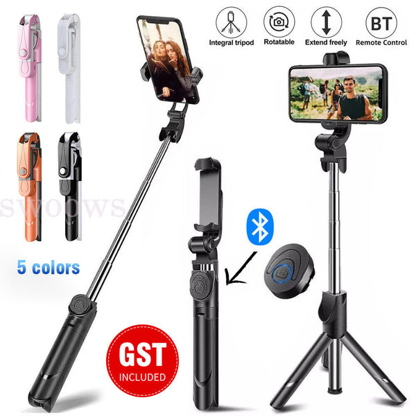 Selfie Stick Rotating Tripod Holder Stand With Bluetooth Remote For Mobile Phone