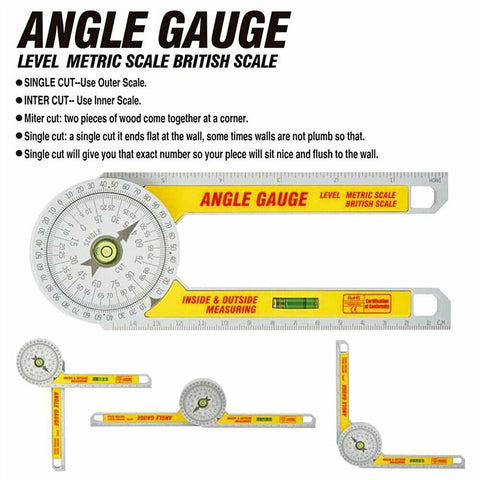 Saw Protractor Angle Finder Goniometer Ruler Miter Drawing Measuring Level Tools