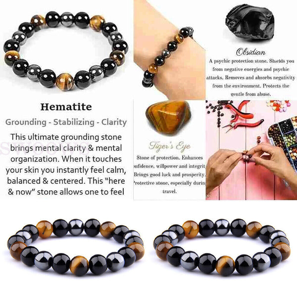 New Women Men's Natural Stone Tigers Eye Jewellery Wristband Bracelet For Couple