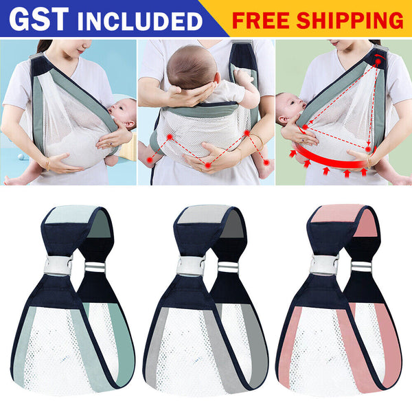 Lightweight Baby Carriers, Breathable Sling Newborn Ergonomic Backpack Cotton AU
