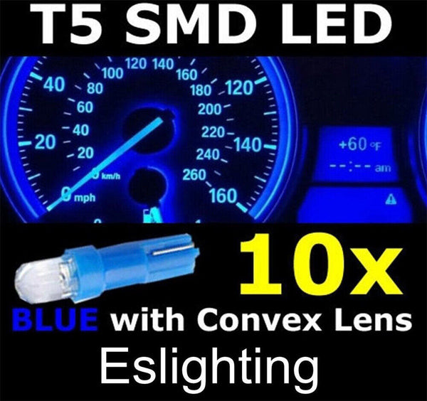 10X T5 BLUE SMD LED DASHBOARD BULB GLOBE CONVEX LENS 12V DASH INSTRUMENT LIGHT