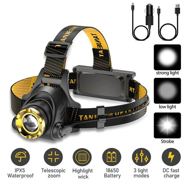 12000000lm Head Torch USB Rechargeable Headlight Lamp Flashlight LED Headlamp AU