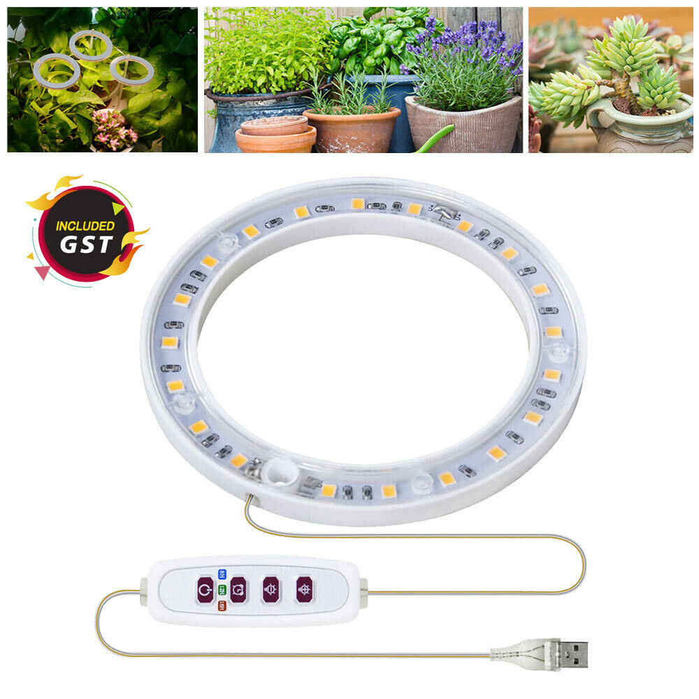 USB LED Grow Light Plant Growing Full Spectrum Dimmable Indoor Plants Ring Lamp