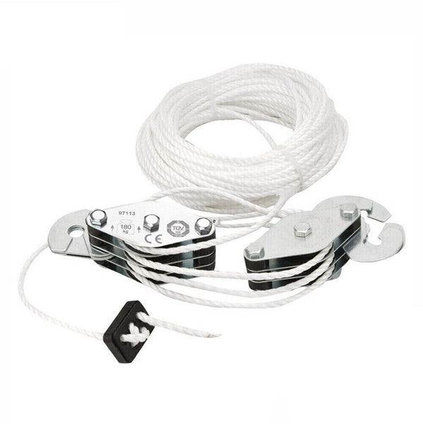 20M Cargo Lifting Rope Set Winch Hoist Pulley Puller Max 180kg /3M Lifting Hight