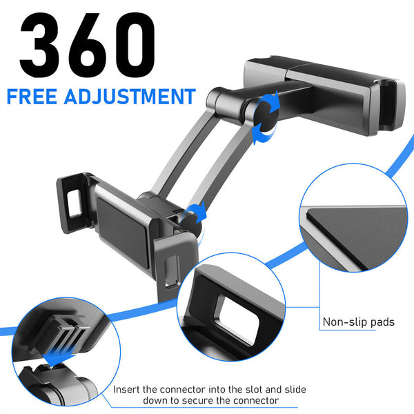 Car Universal 360° Seat Back Headrest Mount Holder for Apple iPad Phone Tablet