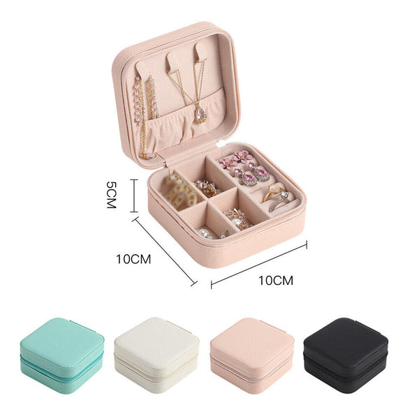 Portable Travel Jewellery Box Organizer Leather Ornaments Jewelry Case Storage