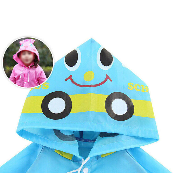 Toddler Girls Boys Baby Cartoon Raincoat Rain Hooded Poncho Coat Kids Outwear AU