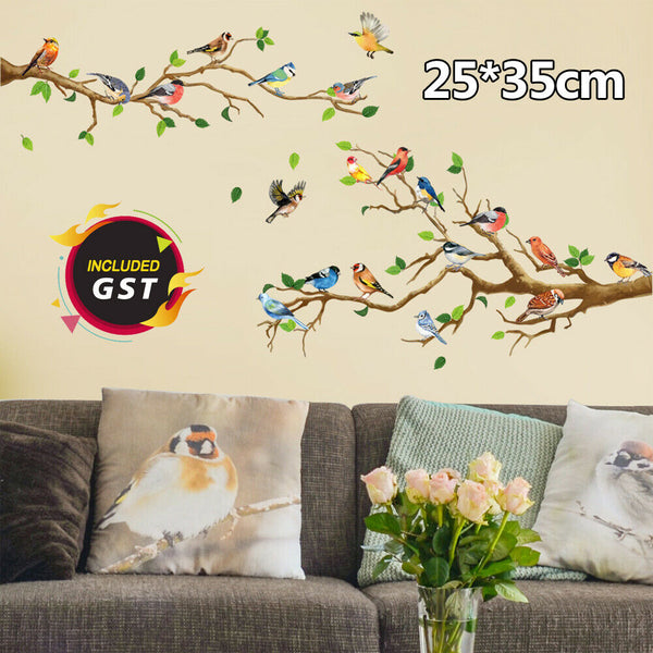 Bedrooms Bathrooms Removable Wall Stickers Birds on Tree Branch Wall Decor Decal