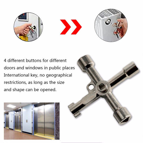 Universal Cross Train Electrical Cabinet Elevator Key Alloy Triangle Square Tool