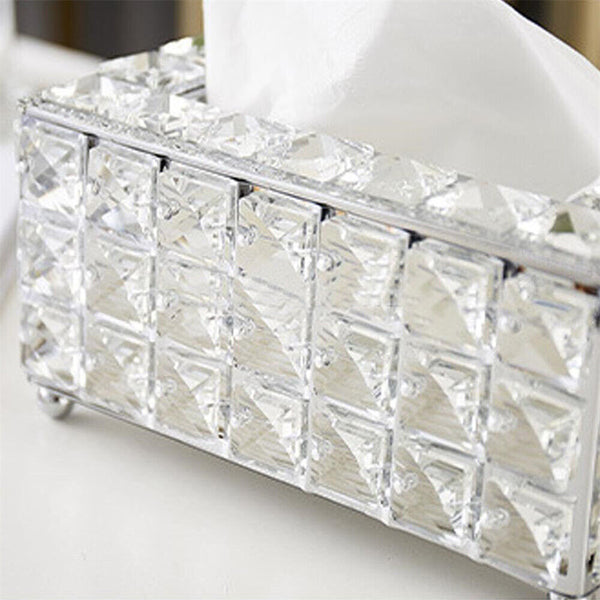 Crystal Facial Tissue Box Cover Paper Storage Holder Napkin Dispenser Organizer