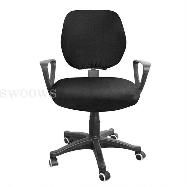 Set Spandex Stretch Computer Chair Cover Home Office Chairs Seat Case (Black)