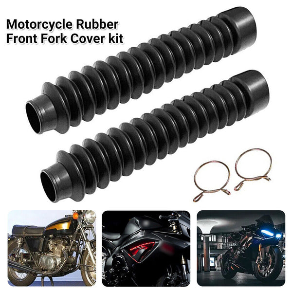 Motorcycle Rubber Front Fork Cover Dust Gaiters Gaitor Boot Shock Absorber Black