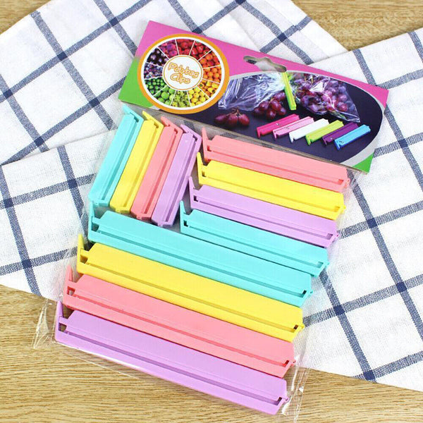 12/24pcs Plastic Sealing Bag Clip Sealer Clamp Kitchen Storage Food Snack Clips