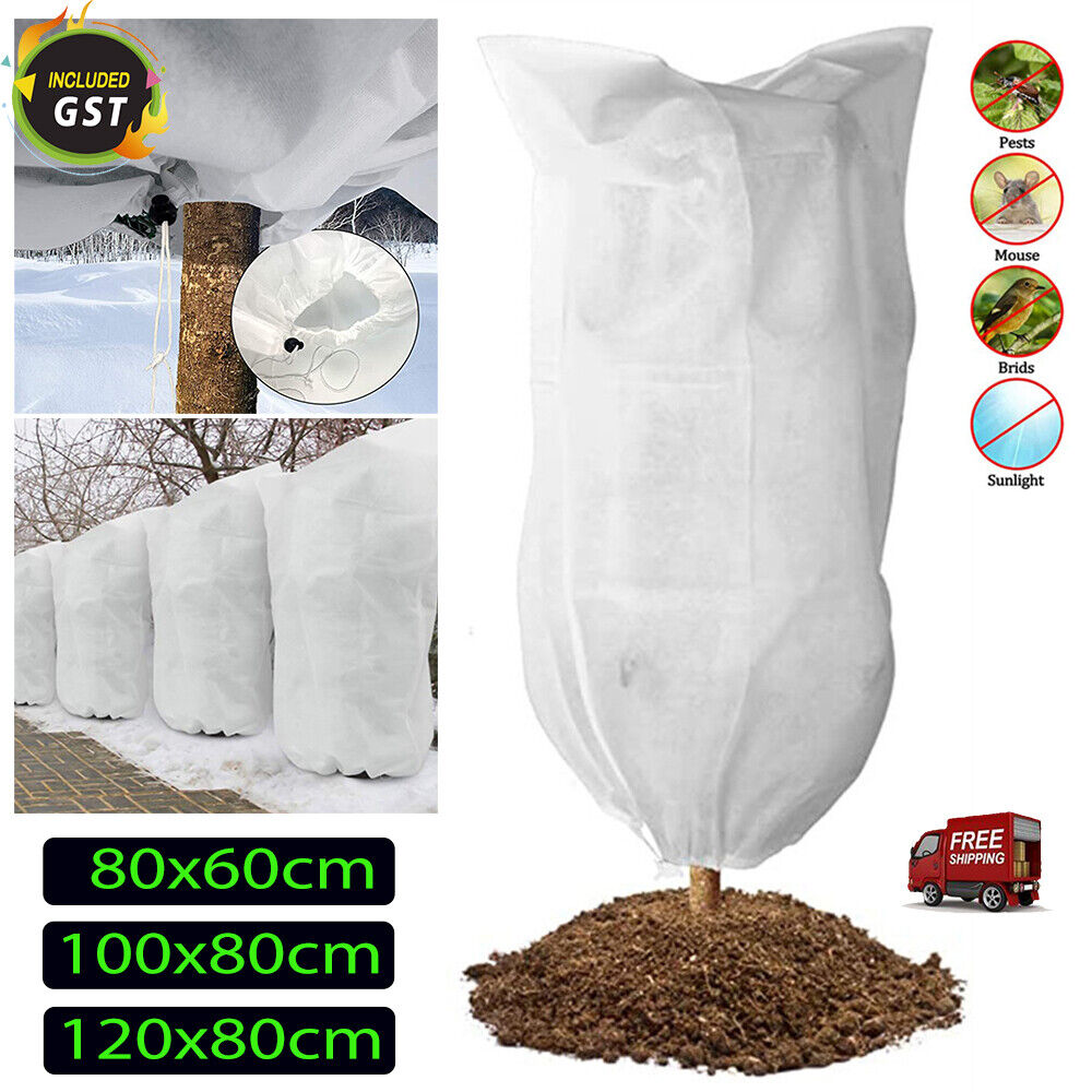 1/2x Plant Cover Freeze Frost Protection Bag Drawstring Garden Shrubs