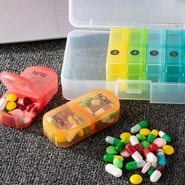 Week Medicine Tablet Case Dispenser 7 Day Container Pill Box Organizer Storage