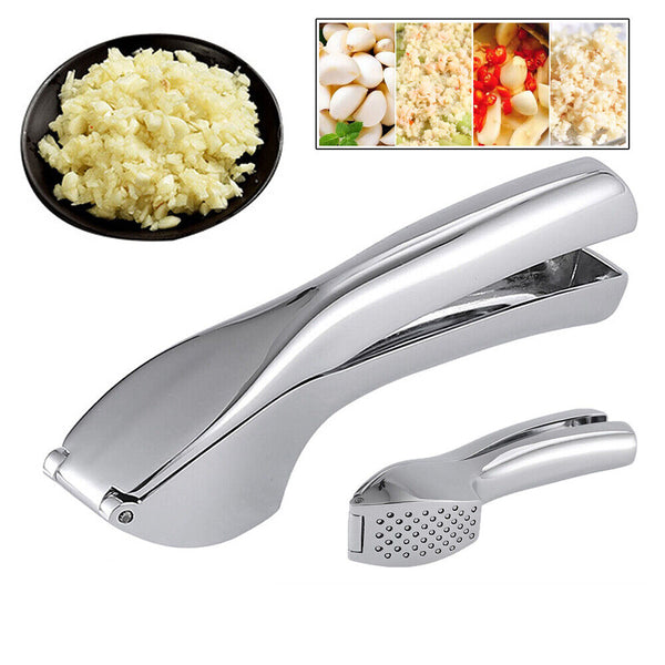 Garlic Press Crusher Stainless Steel Kitchen Mincer Masher Squeezer Tool Silver