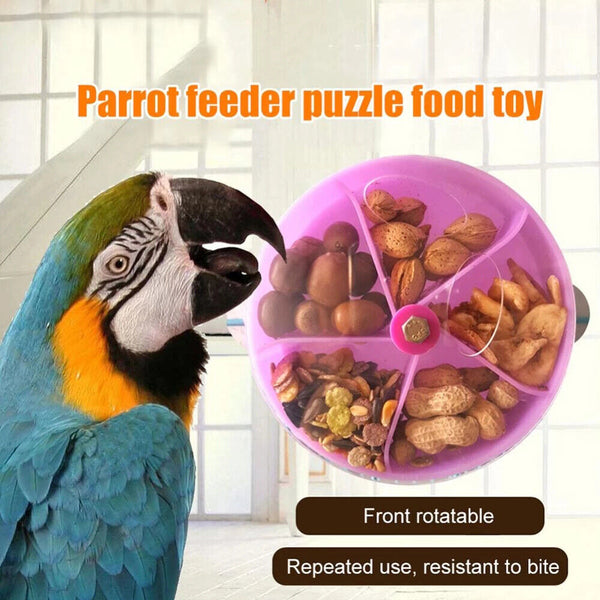 Rotate Pet Parrot Toys Wheels Bite Chewing Birds Foraging Food Box Cage Feeder