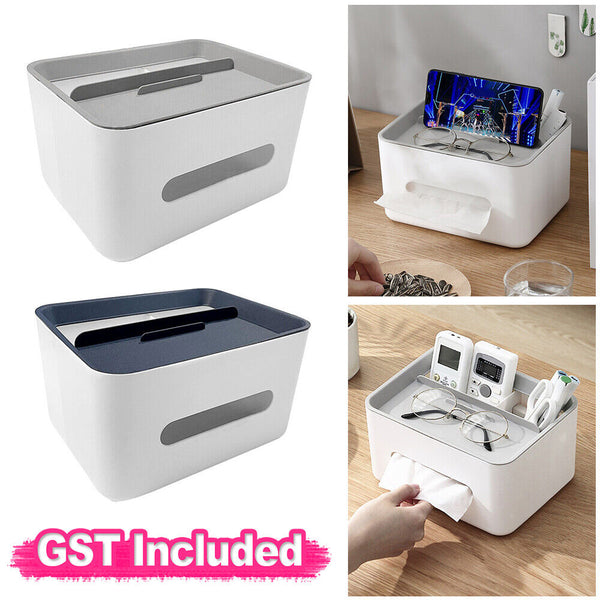 Multifunction Tissue Box Cover Table Napkin Paper Case Holder Storage Organizer