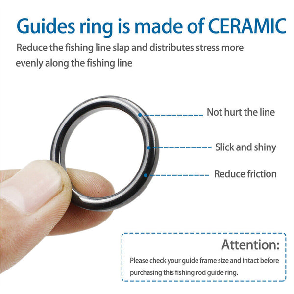 160Pcs 3.7mm-30mm Ceramic Fishing Rod Guide Rings Wear Resistant Rod Repair Kit