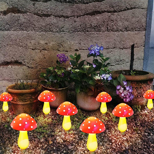 Solar Mushroom Fairy String Lights LED Outdoor Garden Ornament Statues Yard Deco