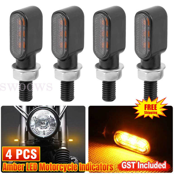 4X Mini Amber Motorcycle LED Indicators Turn Signal Lamp Universal Dirt Bike 12V