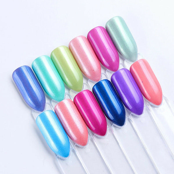 Aurora Mermaid Unicorn Pearl Shimmer Mirror AB Chrome Effect Nail Powder 12 Grid