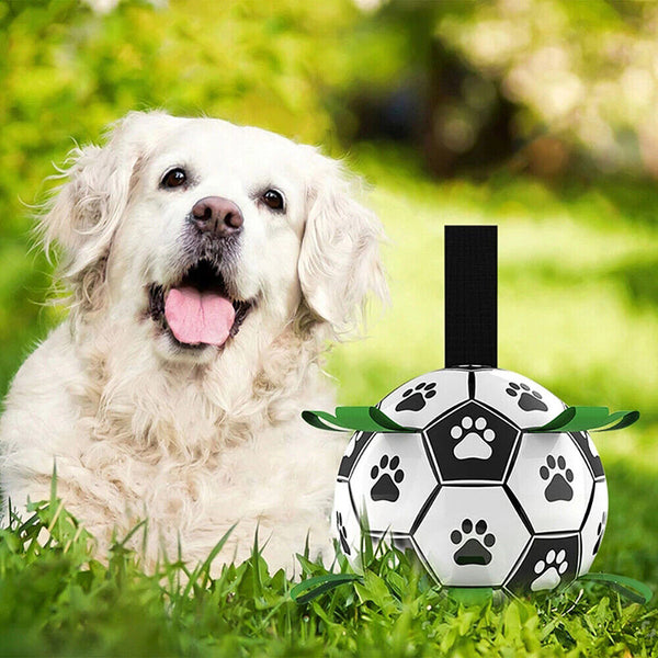 Dog Ball Interactive Soccer Toy Pet Football with Grab Tabs Tug Water Outdoor AU