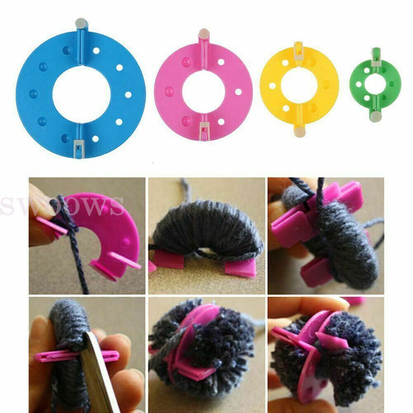 Pack 8 of 4sizes Pom Pom Maker Fluff Ball Weaver Knitting Loom Crochet Tool