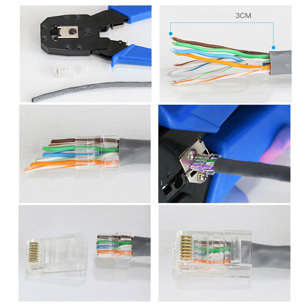 10-50X RJ45 Pass Through CAT6 Connector Modular Plug CAT5e CAT5 Network Ethernet