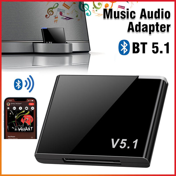 2xBluetooth 5.1 Music Audio Adapter Receiver 30 Pin Dock Speaker for iPhone iPod