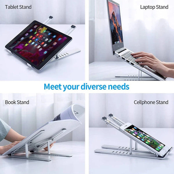 Portable Adjustable Metal Laptop Stand Foldable Desktop Tripod Tray NEW